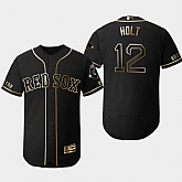 Red Sox 12 Brock Holt Black Gold Flexbase Jersey Dzhi,baseball caps,new era cap wholesale,wholesale hats
